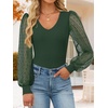image:imageZESICA Womens V Neck Cute Sexy Long Sleeve Fall Shirt Dressy Casual TopDark Green