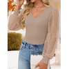 image:imageZESICA Womens V Neck Cute Sexy Long Sleeve Fall Shirt Dressy Casual TopKhaki