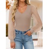 image:imageZESICA Womens V Neck Cute Sexy Long Sleeve Fall Shirt Dressy Casual TopKhaki