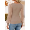 image:imageZESICA Womens V Neck Cute Sexy Long Sleeve Fall Shirt Dressy Casual TopKhaki