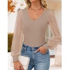 image:imageZESICA Womens V Neck Cute Sexy Long Sleeve Fall Shirt Dressy Casual TopKhaki