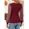 image:imageZESICA Womens V Neck Cute Sexy Long Sleeve Fall Shirt Dressy Casual TopWine Red