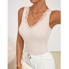 image:imageZESICA Womens V Neck Lace Tanks Summer Sleeveless Cami ShirtsApricot