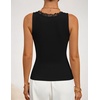 image:imageZESICA Womens V Neck Lace Tanks Summer Sleeveless Cami ShirtsBlack