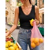 image:imageZESICA Womens V Neck Lace Tanks Summer Sleeveless Cami ShirtsBlack
