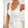 image:imageZESICA Womens V Neck Lace Tanks Summer Sleeveless Cami ShirtsWhite
