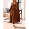 image:imageZESICA Womens Velvet Wedding Guest Cocktail Long Sleeve Winter DressCaramel