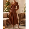 image:imageZESICA Womens Velvet Wedding Guest Cocktail Long Sleeve Winter DressCaramel