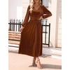 image:imageZESICA Womens Velvet Wedding Guest Cocktail Long Sleeve Winter DressCaramel