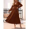 image:imageZESICA Womens Velvet Wedding Guest Cocktail Long Sleeve Winter DressCaramel