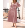 image:imageZESICA Womens Velvet Wedding Guest Cocktail Long Sleeve Winter DressDusty Pink