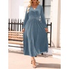 image:imageZESICA Womens Velvet Wedding Guest Cocktail Long Sleeve Winter DressGrey Blue