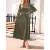 image:imageZESICA Womens Velvet Wedding Guest Cocktail Long Sleeve Winter DressOlive Green