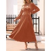 image:imageZESICA Womens Velvet Wedding Guest Cocktail Long Sleeve Winter DressOrange Red