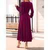 image:imageZESICA Womens Velvet Wedding Guest Cocktail Long Sleeve Winter DressPlum