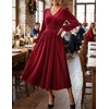 image:imageZESICA Womens Velvet Wedding Guest Cocktail Long Sleeve Winter DressWine Red