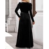 image:imageZESICA Womens Winter Velvet Long Puff Sleeve Maxi DressBlack
