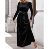 image:imageZESICA Womens Winter Velvet Long Puff Sleeve Maxi DressBlack