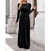 image:imageZESICA Womens Winter Velvet Long Puff Sleeve Maxi DressBlack