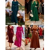 image:imageZESICA Womens Winter Velvet Long Puff Sleeve Maxi DressCaramel