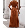 image:imageZESICA Womens Winter Velvet Long Puff Sleeve Maxi DressCaramel