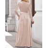 image:imageZESICA Womens Winter Velvet Long Puff Sleeve Maxi DressChampagne