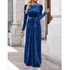 image:imageZESICA Womens Winter Velvet Long Puff Sleeve Maxi DressCobalt