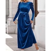 image:imageZESICA Womens Winter Velvet Long Puff Sleeve Maxi DressCobalt