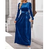 image:imageZESICA Womens Winter Velvet Long Puff Sleeve Maxi DressCobalt