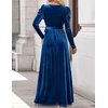 image:imageZESICA Womens Winter Velvet Long Puff Sleeve Maxi DressCobalt