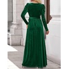image:imageZESICA Womens Winter Velvet Long Puff Sleeve Maxi DressDark Green
