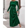 image:imageZESICA Womens Winter Velvet Long Puff Sleeve Maxi DressDark Green