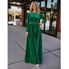 image:imageZESICA Womens Winter Velvet Long Puff Sleeve Maxi DressDark Green