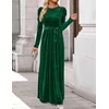 image:imageZESICA Womens Winter Velvet Long Puff Sleeve Maxi DressDark Green
