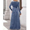 image:imageZESICA Womens Winter Velvet Long Puff Sleeve Maxi DressDusty Blue