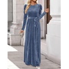 image:imageZESICA Womens Winter Velvet Long Puff Sleeve Maxi DressDusty Blue