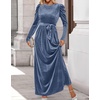 image:imageZESICA Womens Winter Velvet Long Puff Sleeve Maxi DressDusty Blue