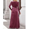 image:imageZESICA Womens Winter Velvet Long Puff Sleeve Maxi DressMauve