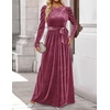 image:imageZESICA Womens Winter Velvet Long Puff Sleeve Maxi DressMauve