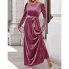 image:imageZESICA Womens Winter Velvet Long Puff Sleeve Maxi DressMauve