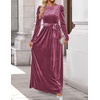 image:imageZESICA Womens Winter Velvet Long Puff Sleeve Maxi DressMauve