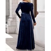 image:imageZESICA Womens Winter Velvet Long Puff Sleeve Maxi DressNavy