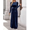 image:imageZESICA Womens Winter Velvet Long Puff Sleeve Maxi DressNavy