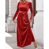 image:imageZESICA Womens Winter Velvet Long Puff Sleeve Maxi DressPonceau
