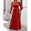 image:imageZESICA Womens Winter Velvet Long Puff Sleeve Maxi DressPonceau