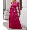 image:imageZESICA Womens Winter Velvet Long Puff Sleeve Maxi DressRose