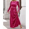 image:imageZESICA Womens Winter Velvet Long Puff Sleeve Maxi DressRose
