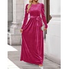 image:imageZESICA Womens Winter Velvet Long Puff Sleeve Maxi DressRose