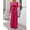 image:imageZESICA Womens Winter Velvet Long Puff Sleeve Maxi DressRose
