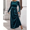 image:imageZESICA Womens Winter Velvet Long Puff Sleeve Maxi DressTeal Green